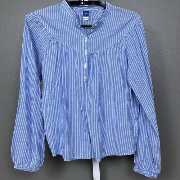 Old Navy Other - Old Navy Girls Large 10-12 Blue Striped Blouse Peasant Top Long Sleeve NWT New
